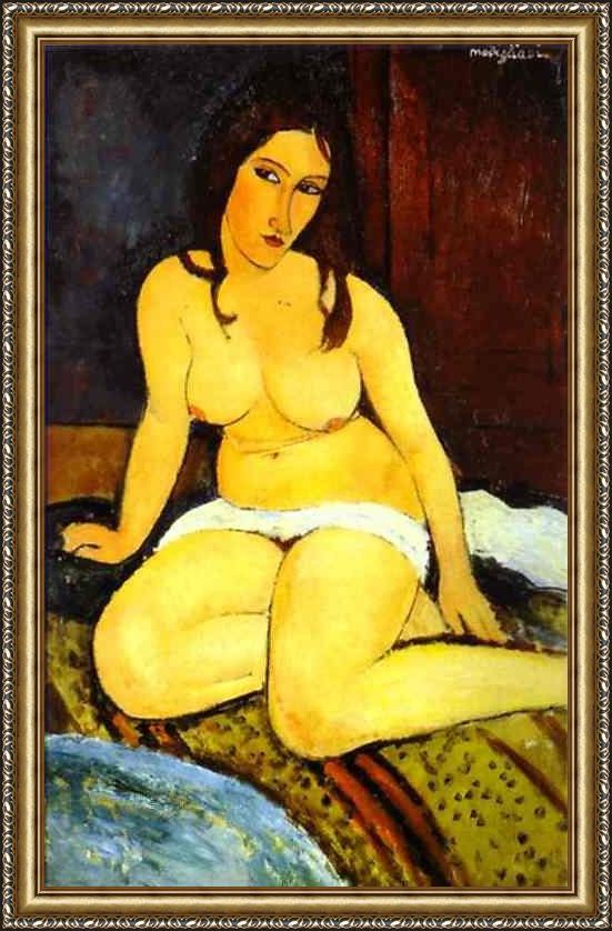 Framed Amedeo Modigliani seated nude 1 painting