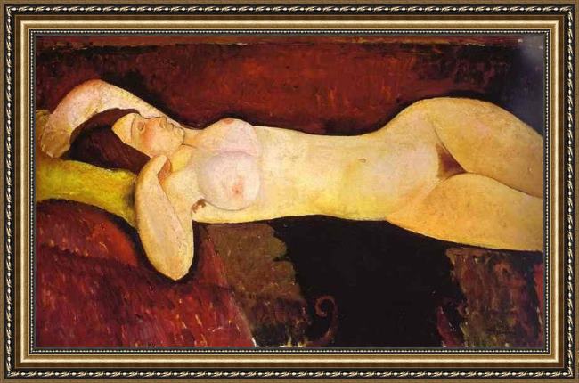 Framed Amedeo Modigliani the reclining nude painting