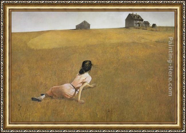 Framed Andrew Wyeth christina's world painting