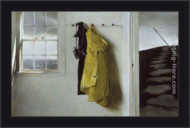 Framed Andrew Wyeth squall painting