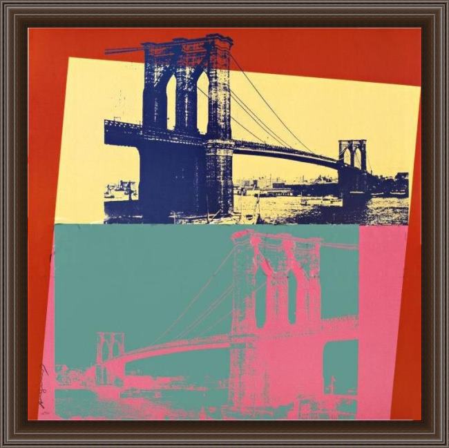 Framed Andy Warhol brooklyn bridge painting