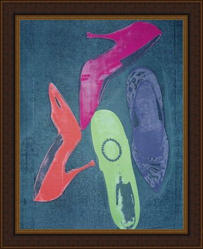 Framed Andy Warhol diamond dust shoes four painting