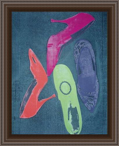 Framed Andy Warhol diamond dust shoes four painting