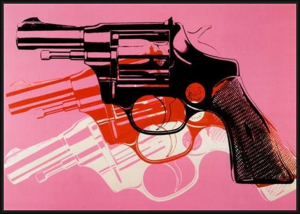 Framed Andy Warhol gun 1981-82 painting