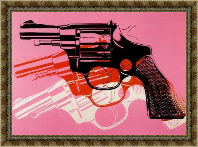 Framed Andy Warhol gun 1981-82 painting
