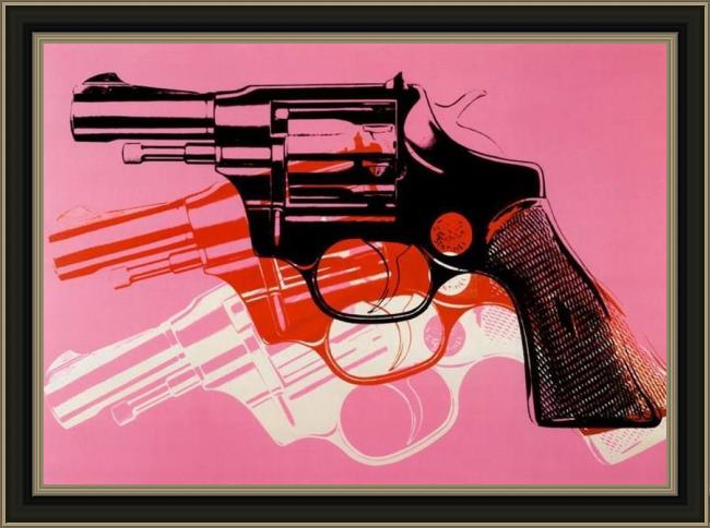 Framed Andy Warhol gun 1981-82 painting