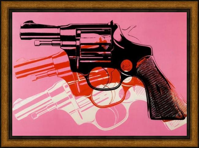 Framed Andy Warhol gun 1981-82 painting
