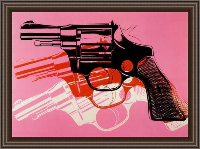 Framed Andy Warhol gun 1981-82 painting