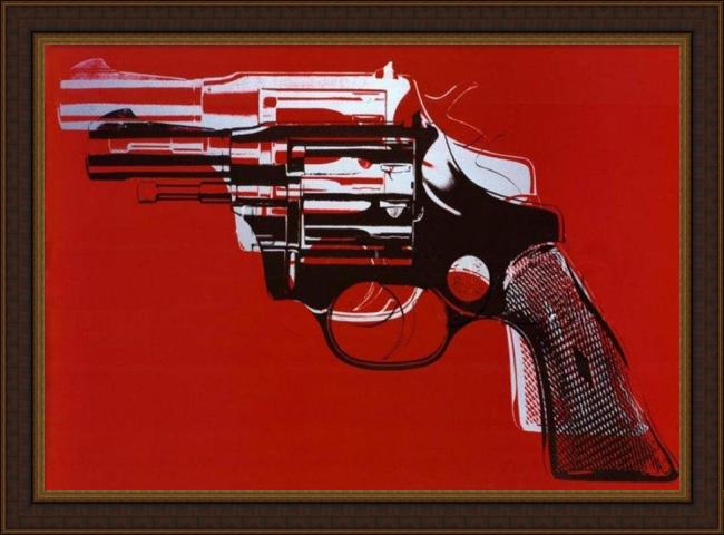 Framed Andy Warhol guns painting