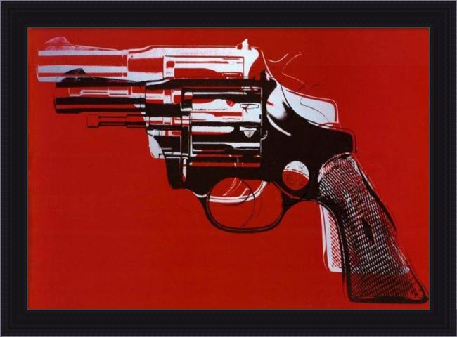 Framed Andy Warhol guns painting