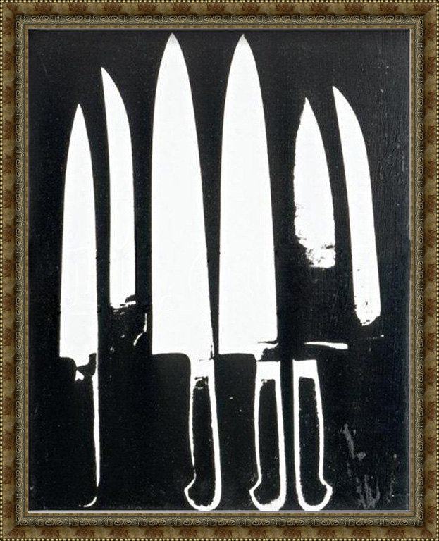 Framed Andy Warhol knives black and white painting
