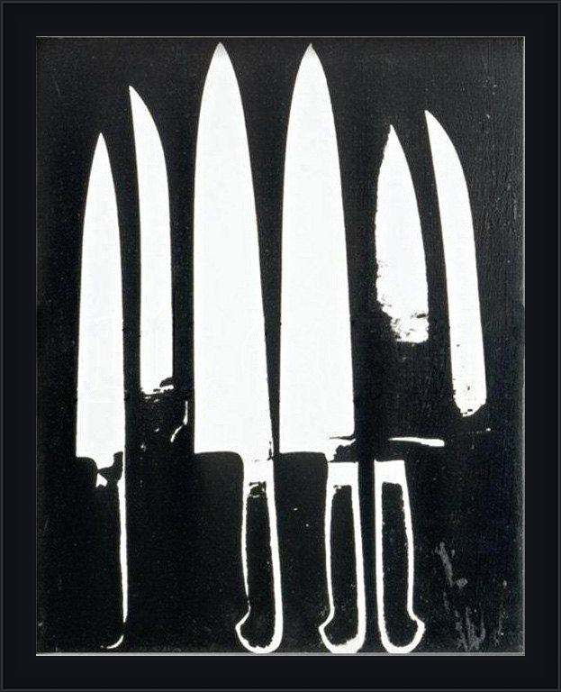 Framed Andy Warhol knives black and white painting