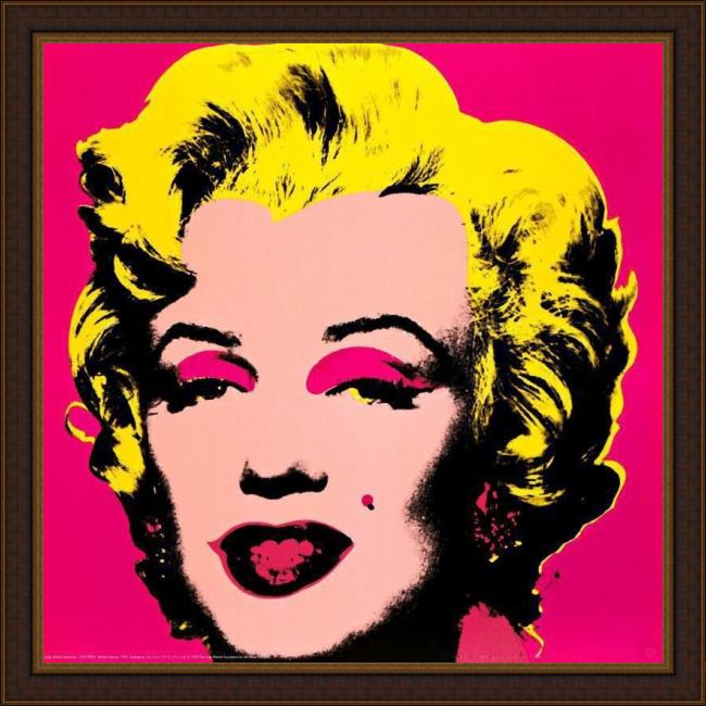 Framed Andy Warhol marilyn monroe pink painting