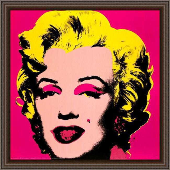 Framed Andy Warhol marilyn monroe pink painting