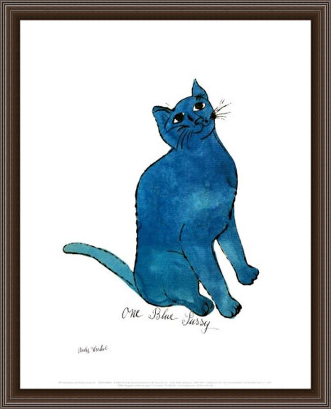 Framed Andy Warhol one blue pussy painting