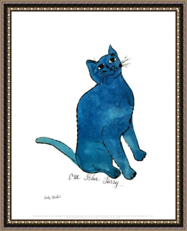 Framed Andy Warhol one blue pussy painting