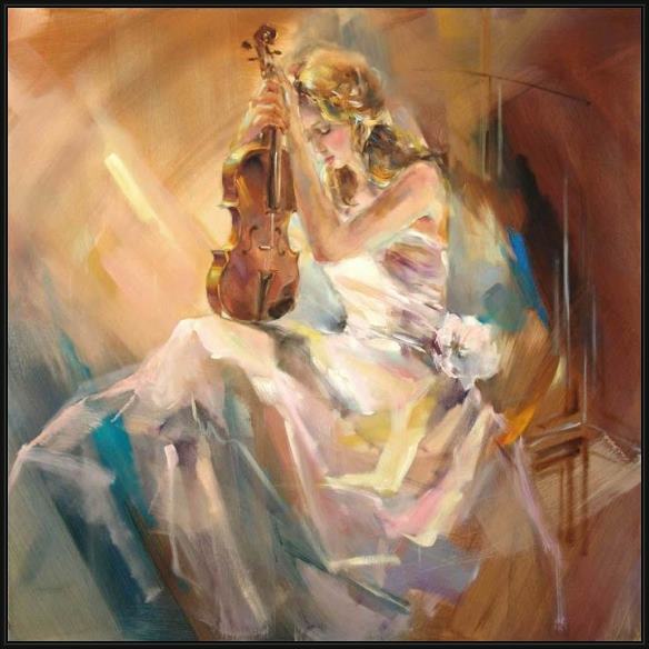 Framed Anna Razumovskaya romance with a violin painting