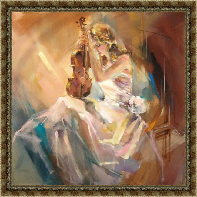 Framed Anna Razumovskaya romance with a violin painting