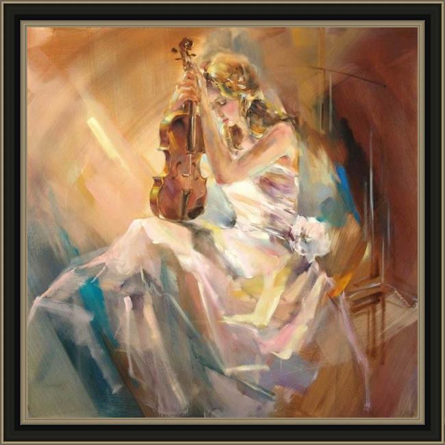 Framed Anna Razumovskaya romance with a violin painting