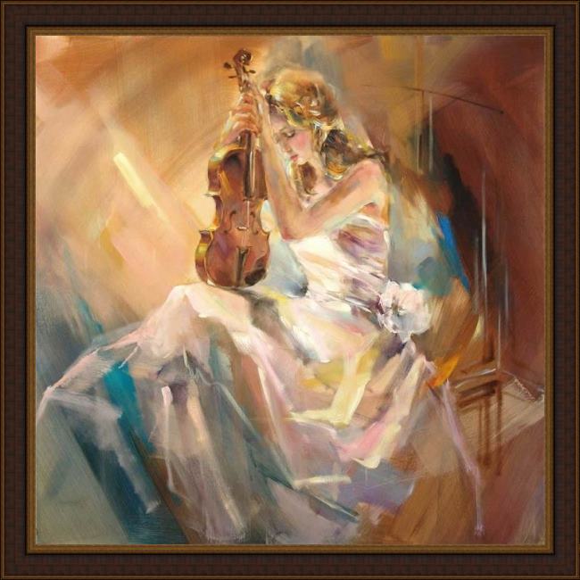 Framed Anna Razumovskaya romance with a violin painting