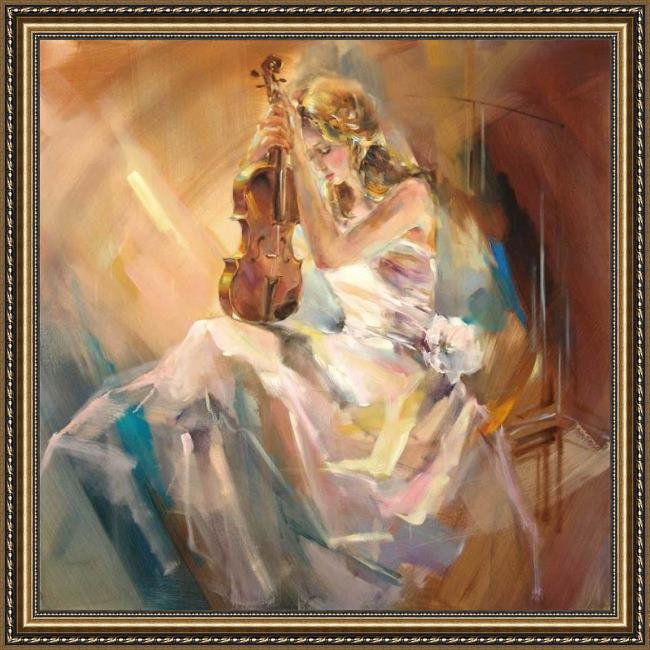 Framed Anna Razumovskaya romance with a violin painting