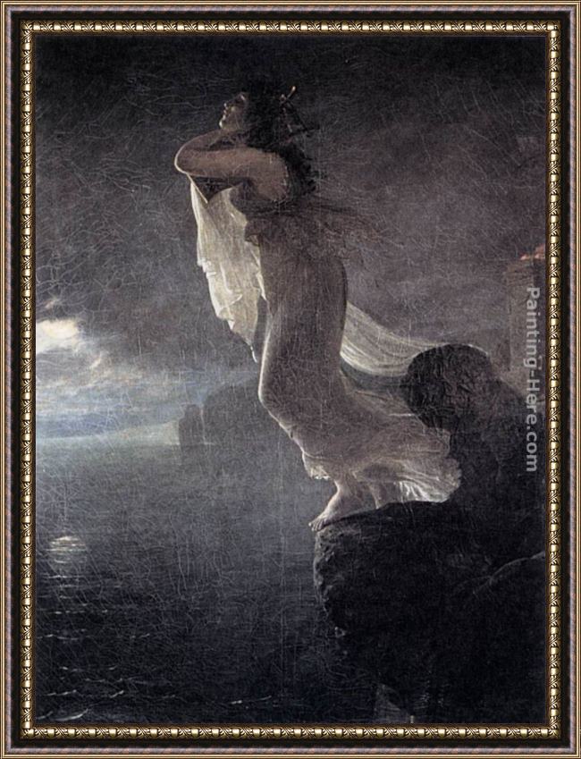 Framed Antoine Jean Gros sappho at leucate painting