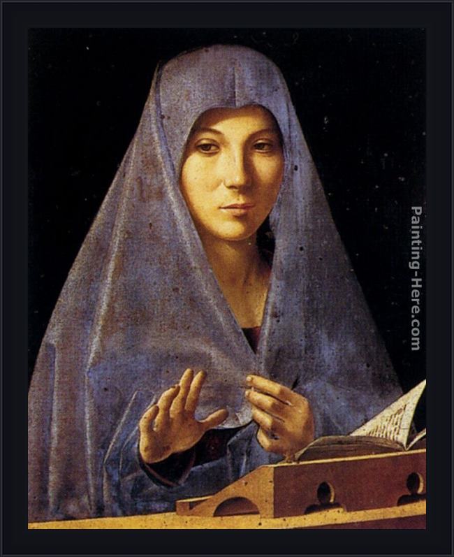 Framed Antonello da Messina annunciation painting