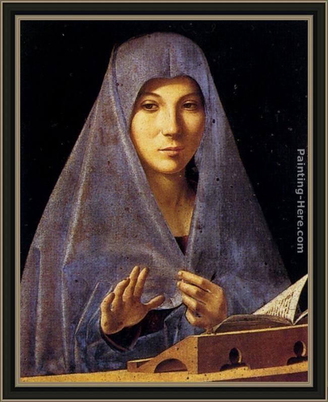 Framed Antonello da Messina annunciation painting