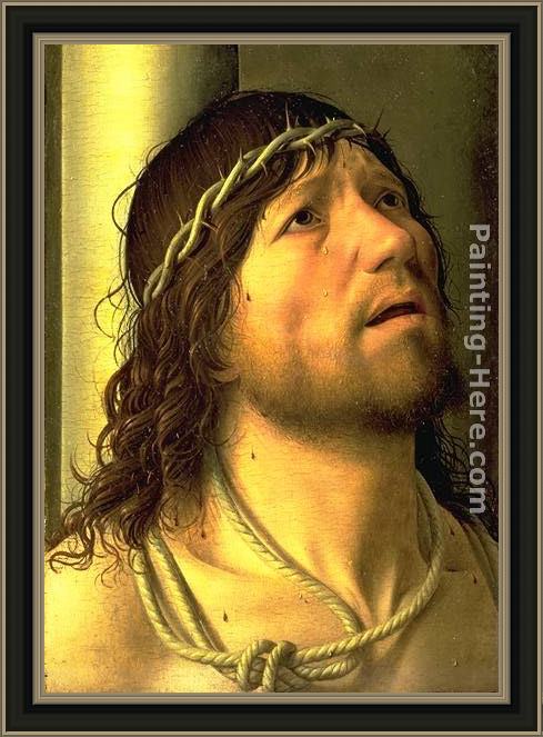 Framed Antonello da Messina christ at the column (detail) painting