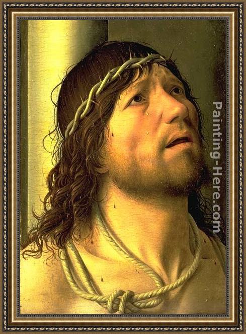 Framed Antonello da Messina christ at the column (detail) painting