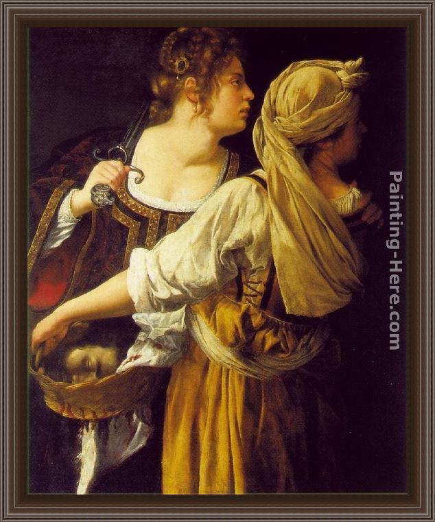Framed Artemisia Gentileschi judith and her maidservant painting