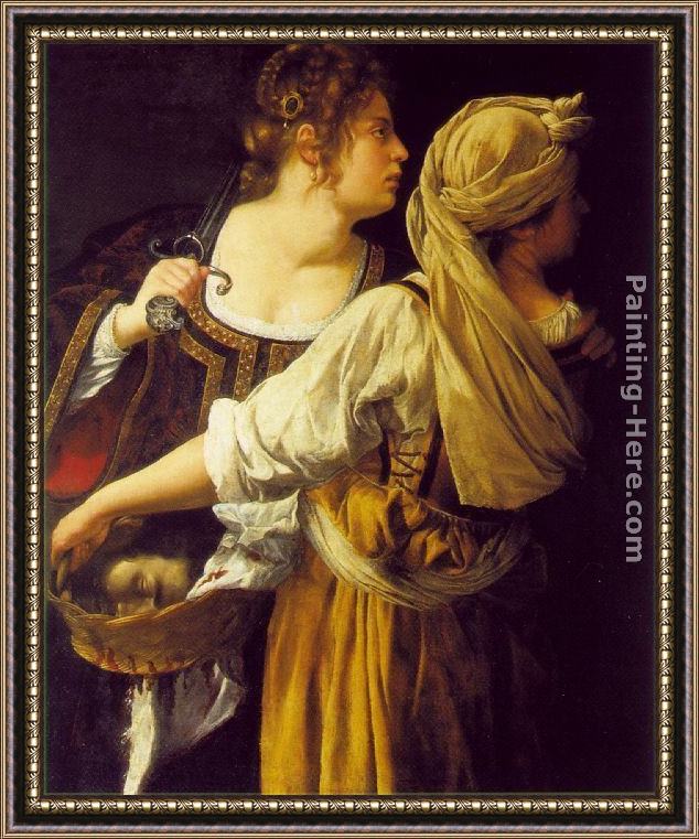 Framed Artemisia Gentileschi judith and her maidservant painting