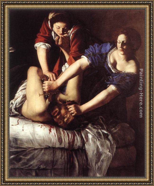 Framed Artemisia Gentileschi judith beheading holofernes painting