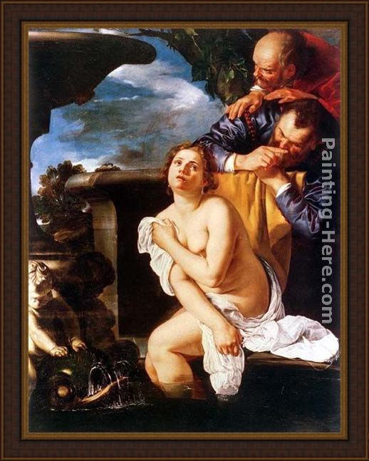 Framed Artemisia Gentileschi susanna ei vecchioni painting