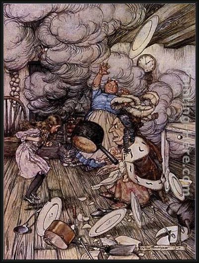 Framed Arthur Rackham alice in wonderland the jack of hearts painting