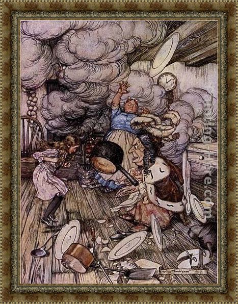 Framed Arthur Rackham alice in wonderland the jack of hearts painting