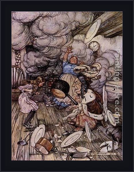 Framed Arthur Rackham alice in wonderland the jack of hearts painting