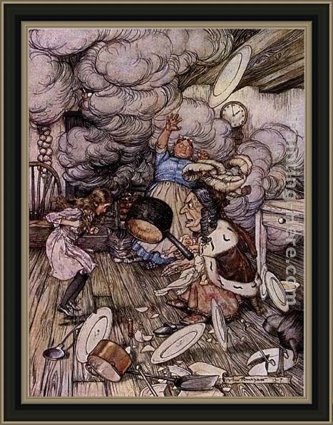 Framed Arthur Rackham alice in wonderland the jack of hearts painting