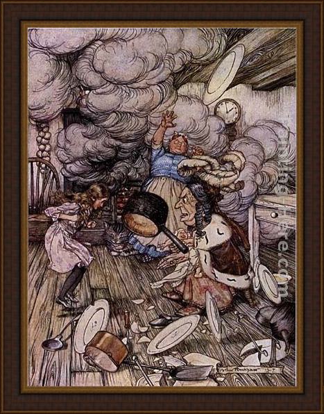 Framed Arthur Rackham alice in wonderland the jack of hearts painting