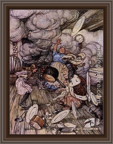 Framed Arthur Rackham alice in wonderland the jack of hearts painting