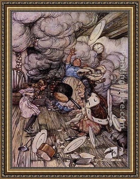 Framed Arthur Rackham alice in wonderland the jack of hearts painting