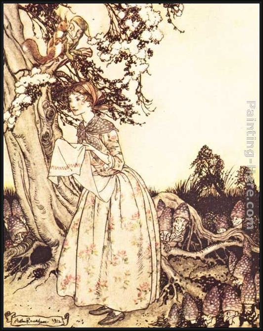 Framed Arthur Rackham mother goose the fair maid who the first of spring painting