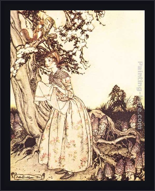 Framed Arthur Rackham mother goose the fair maid who the first of spring painting