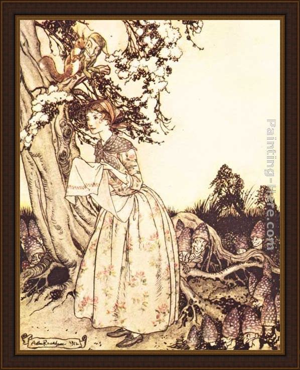 Framed Arthur Rackham mother goose the fair maid who the first of spring painting