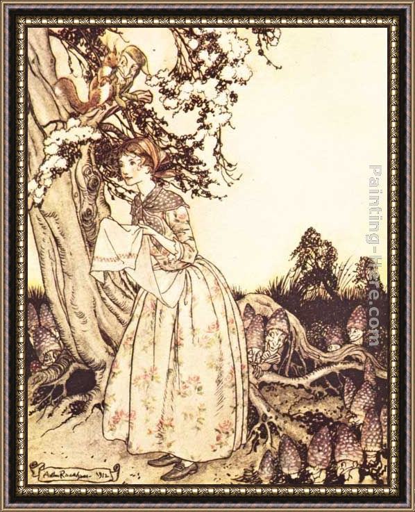 Framed Arthur Rackham mother goose the fair maid who the first of spring painting