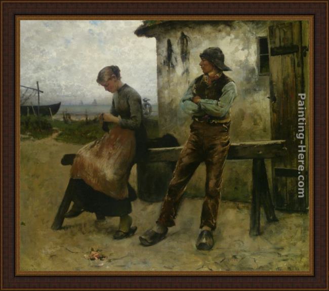 Framed August Wilhelm Nikolaus Hagborg the shy suitor painting