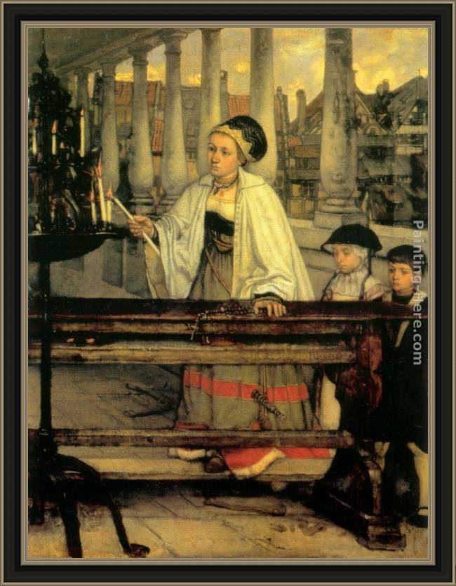 Framed Baron Jan August Hendrik Leys le v&oelig;u painting