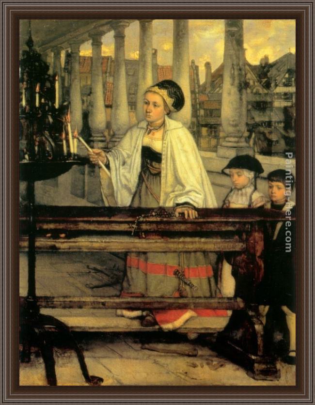 Framed Baron Jan August Hendrik Leys le v&oelig;u painting