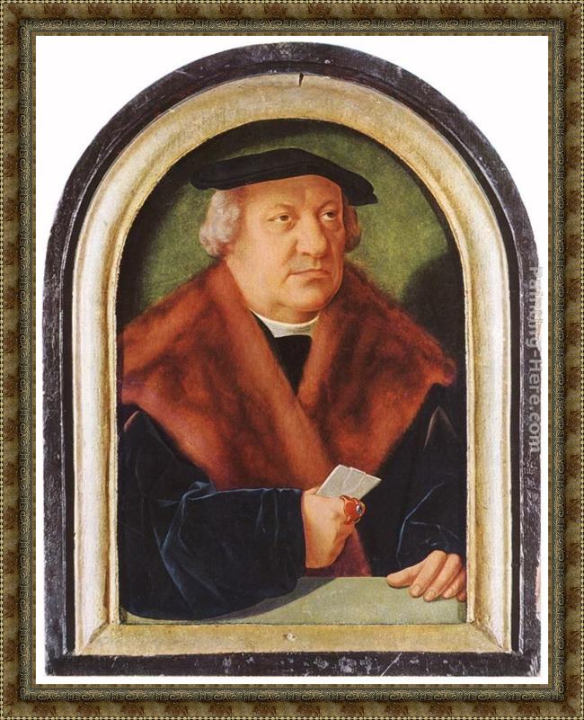 Framed Barthel Bruyn portrait of scholar petrus von clapis painting