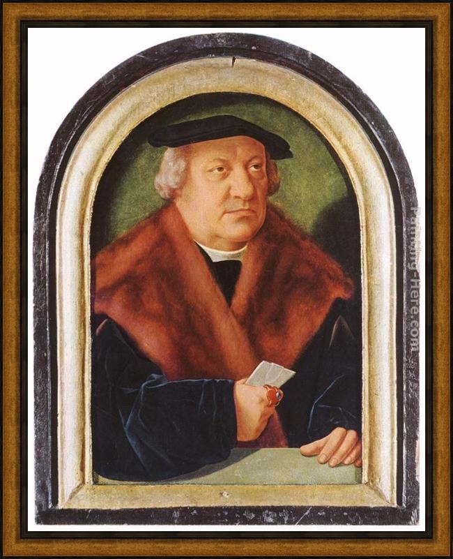 Framed Barthel Bruyn portrait of scholar petrus von clapis painting